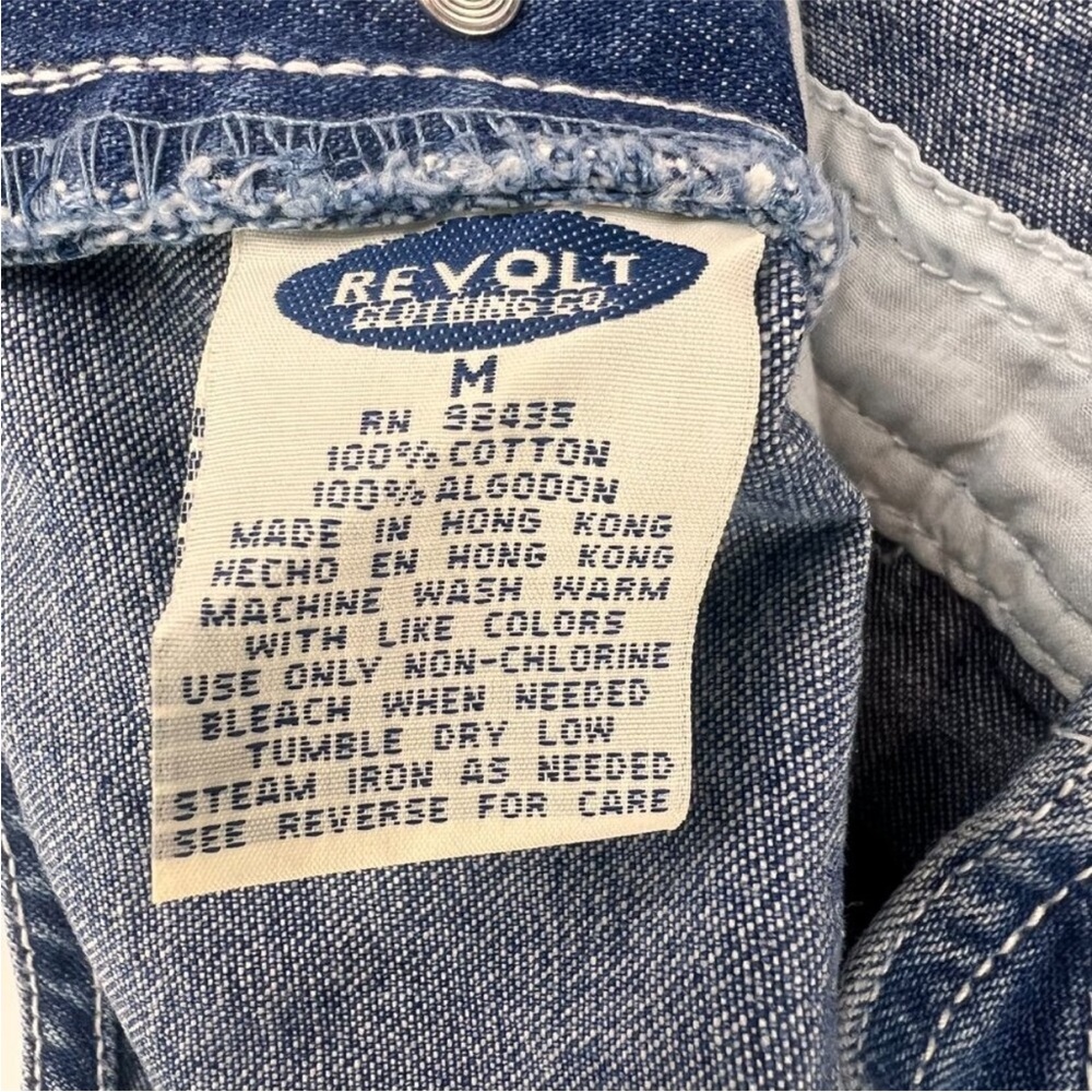 Deadstock Vintage Revolt Jeans Blue Denim Overalls with Stripe Accents - Picture 9 of 11